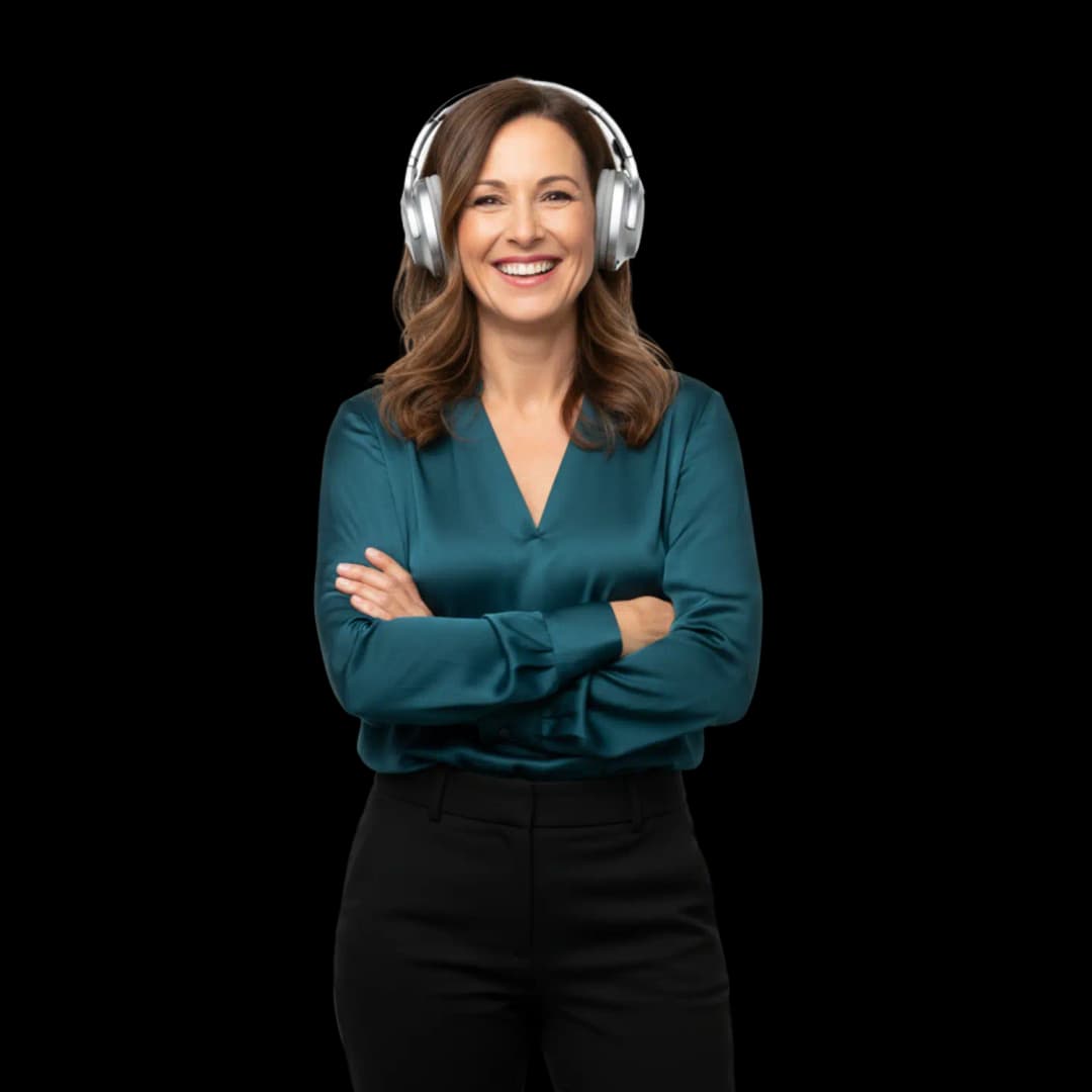 Frau mit Kopfhörern