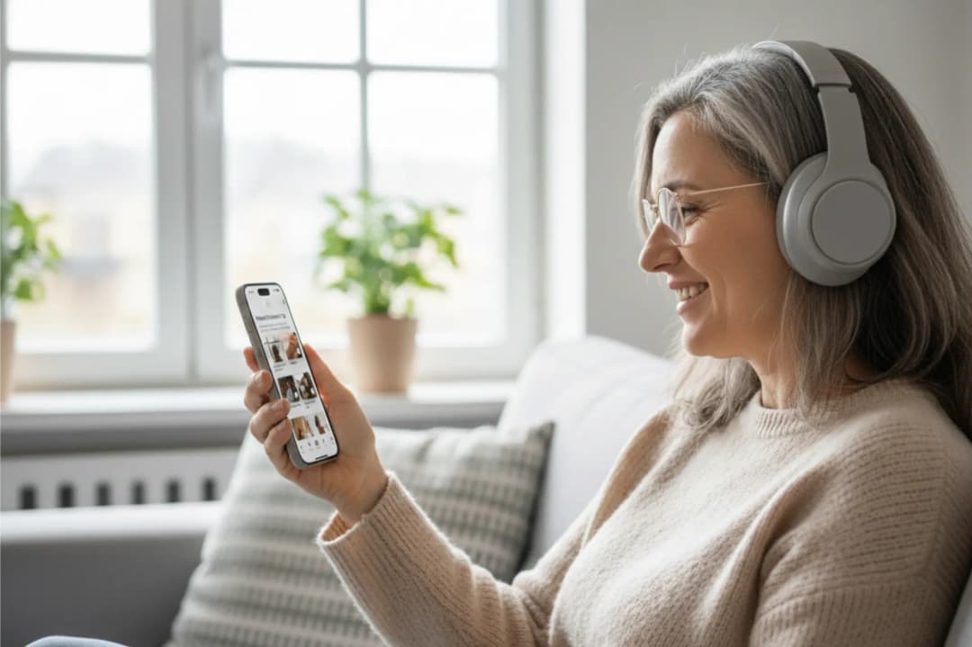 Woman listening to audio training